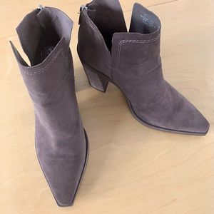 Vince Camuto taupe suede booties